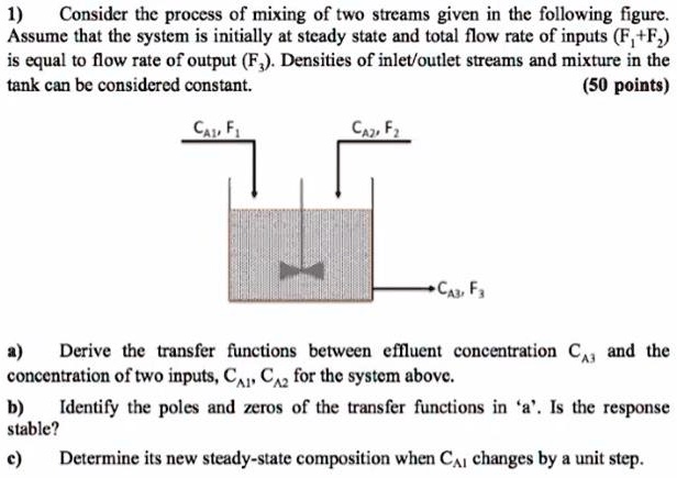 SOLVED: 1) Consider the process of mixing of two streams given in the ...