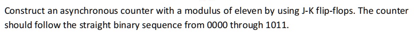 Solved: Construct An Asynchronous Counter With A Modulus Of Eleven By 