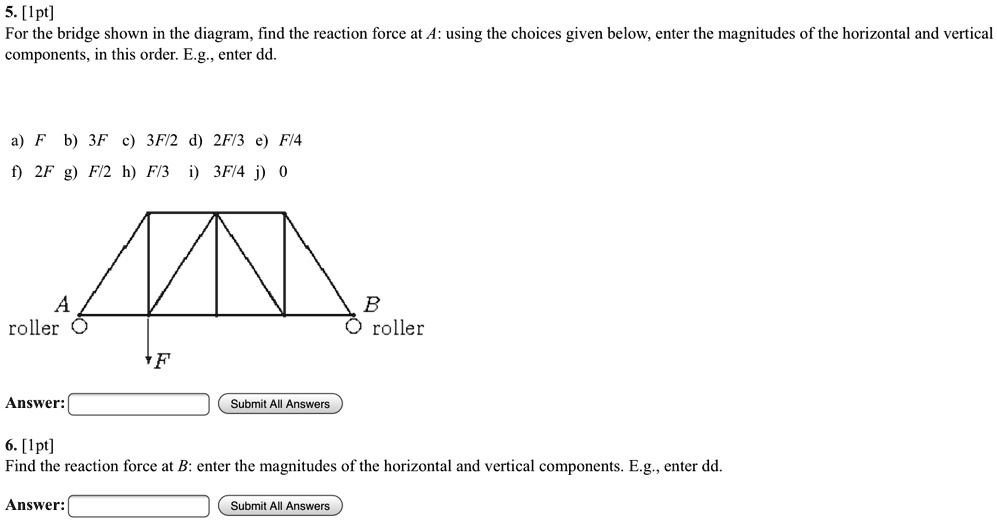 SOLVED: 5. [Ipt] For the bridge shown in the diagram, find the reaction ...