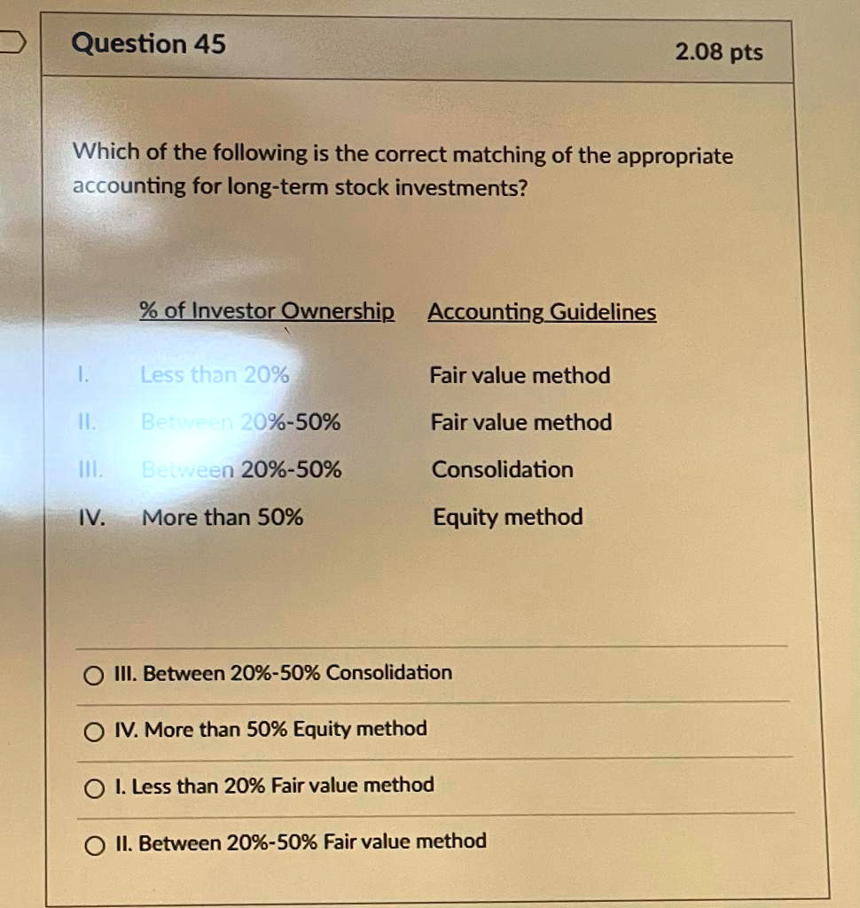 Question 45 2.08 pts Which of the following is the correct...