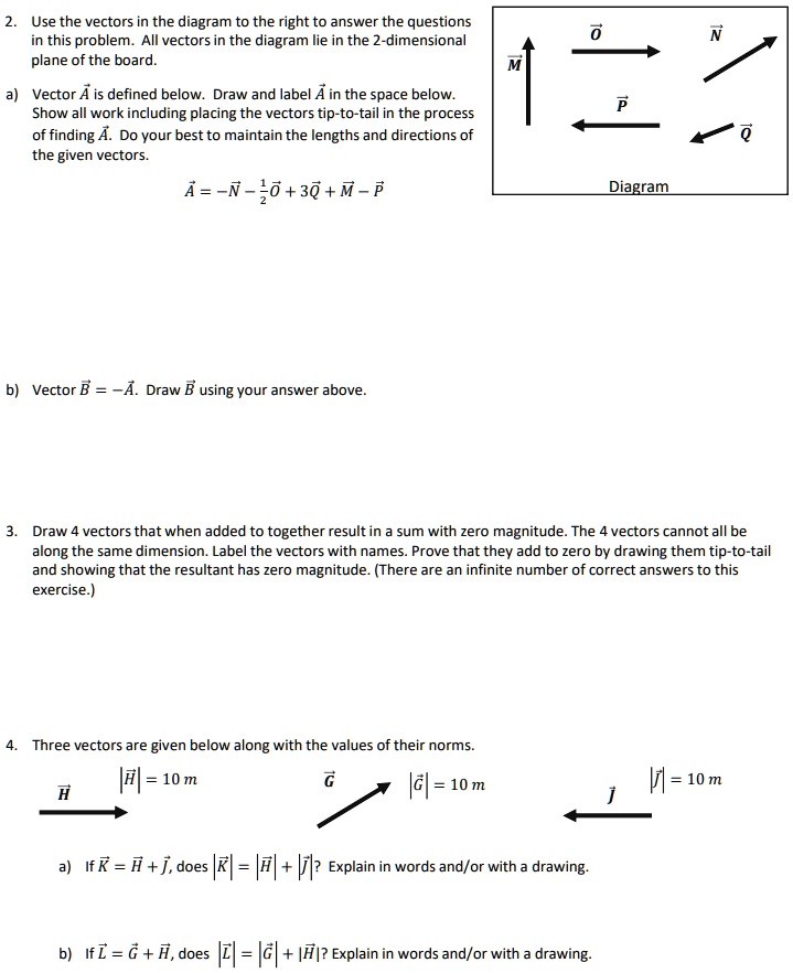 SOLVED: Use the vectors in the diagram to the right to answer the ...