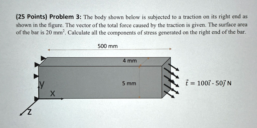 25 points problem 3 the body shown below is subjected to a traction on ...
