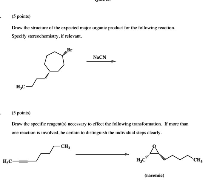 Solved Points Draw The Struclure Of The Expecled Major Organic