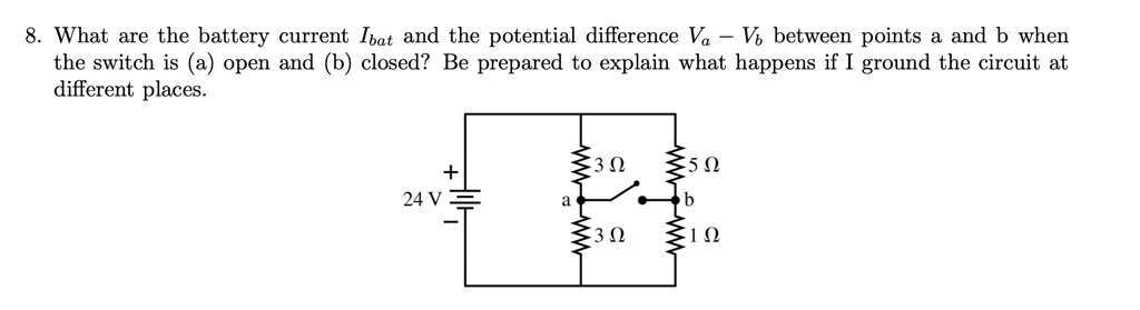 What Are The Battery Current Ibat And The Potential Difference Va Vb ...