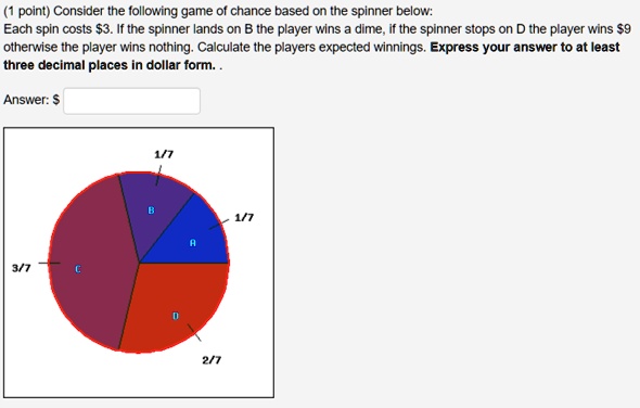 point consider the following game of chance based on the spinner below ...