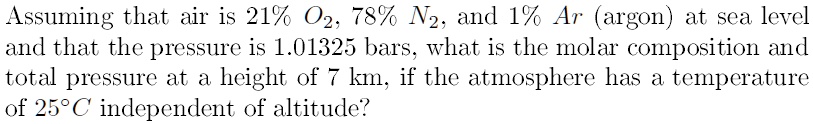 Solved: Assuming That Air Is 21 0z; 78% Nz; And 1% Ar (argon) At Sea 