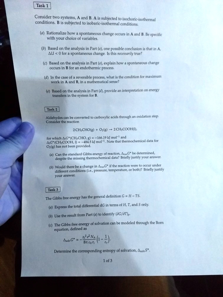 SOLVED: Consider two systems A and B. A is subjected to isochoric ...