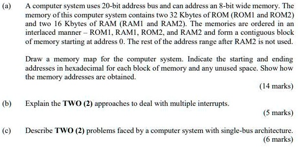 ICT 114 Computer Architecture (a) A computer system uses a 20-bit ...