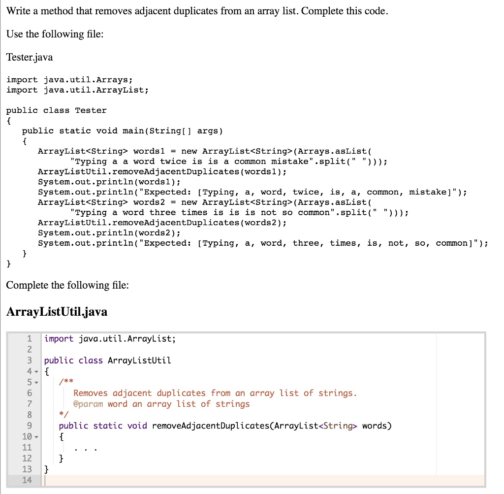 SOLVED Text Complete the file above using JAVA. Write a method that