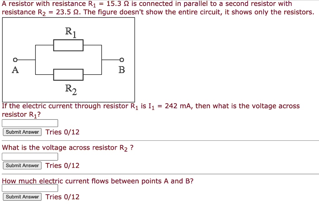 SOLVED: A Resistor With Resistance R1 15.3 Q Is Connected In Parallel ...