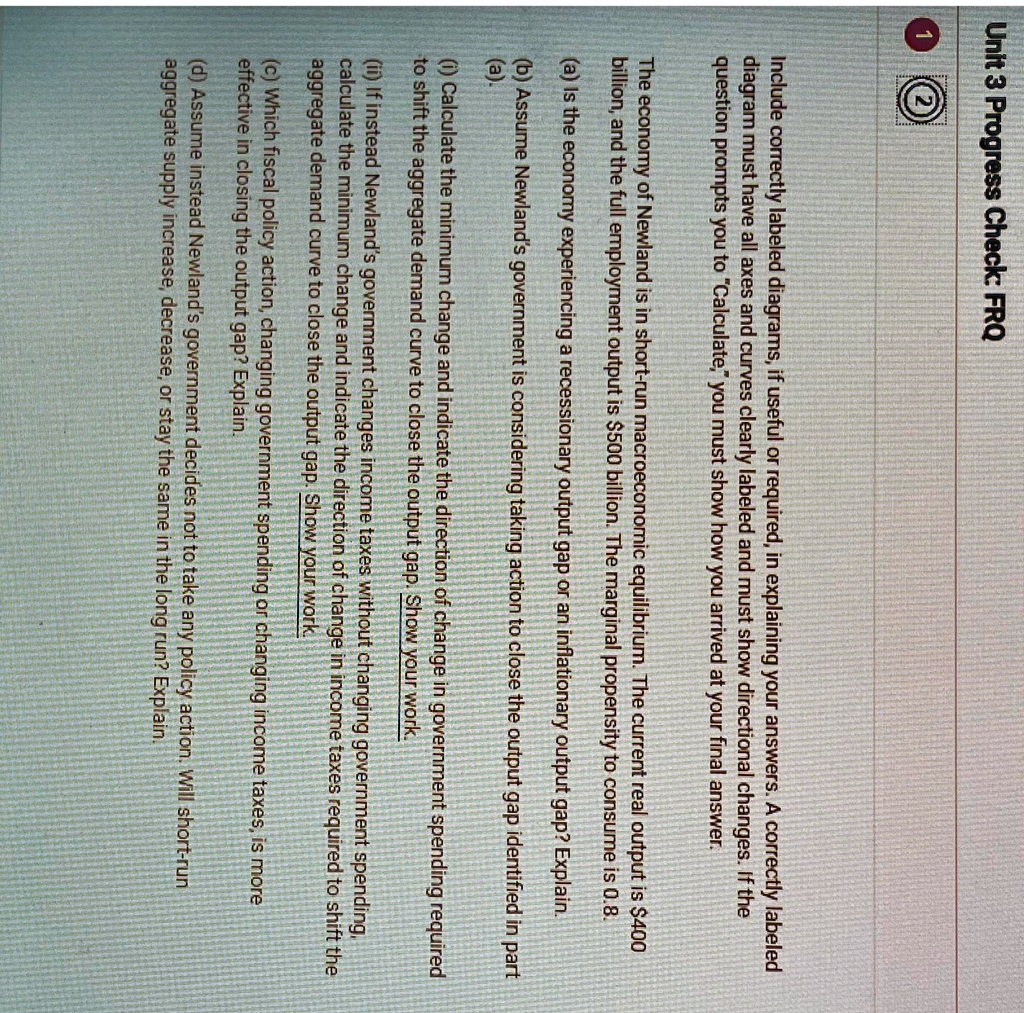 SOLVED Unit 3 Progress Check FRQ Include correctly labeled diagrams