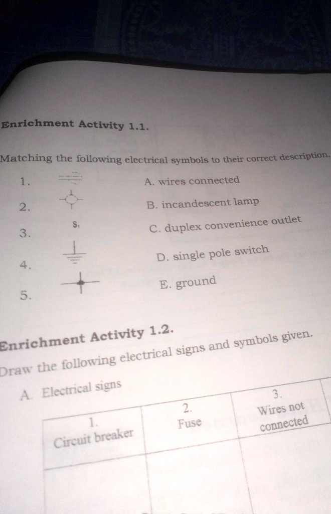 SOLVED 'matching the following electrical symbols to their correct