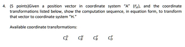 pointsgiven position vector coordinate system a ta and the coordinate ...