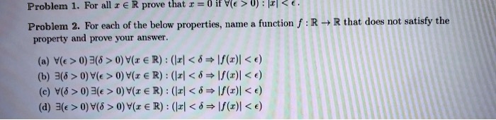 Solved Problem 1 For All X A R Prove That 0inv U I Problem For Each Of The Below Properties Nama Function R Rthat Does Not Satisfy The Property And Prove Yout Answer