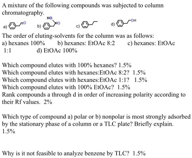 SOLVED A mixture of the following compounds was subjected to column chromatography OH The