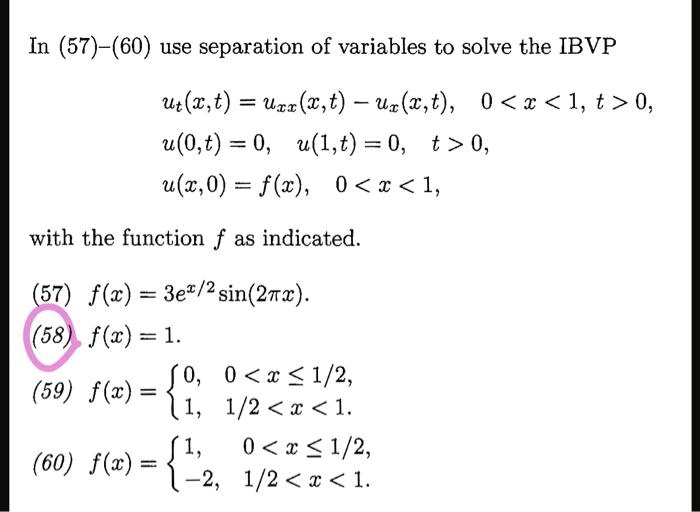 58 in57 60 use separation of variables to solve the ibvp