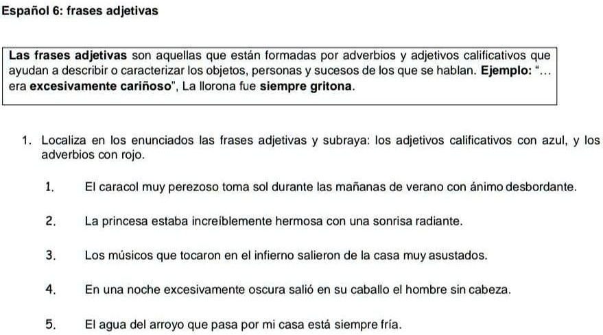 SOLVED: ahora está alguien porfa Español 6: frases adjetivas Las frases