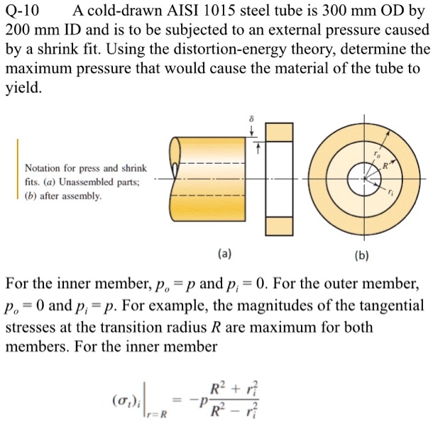 SOLVED Q10 A colddrawn AISI 1015 steel tube is 300 mm OD by 200 mm