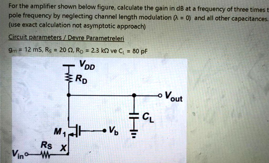 SOLVED For the amplifier shown in the figure below, calculate the gain