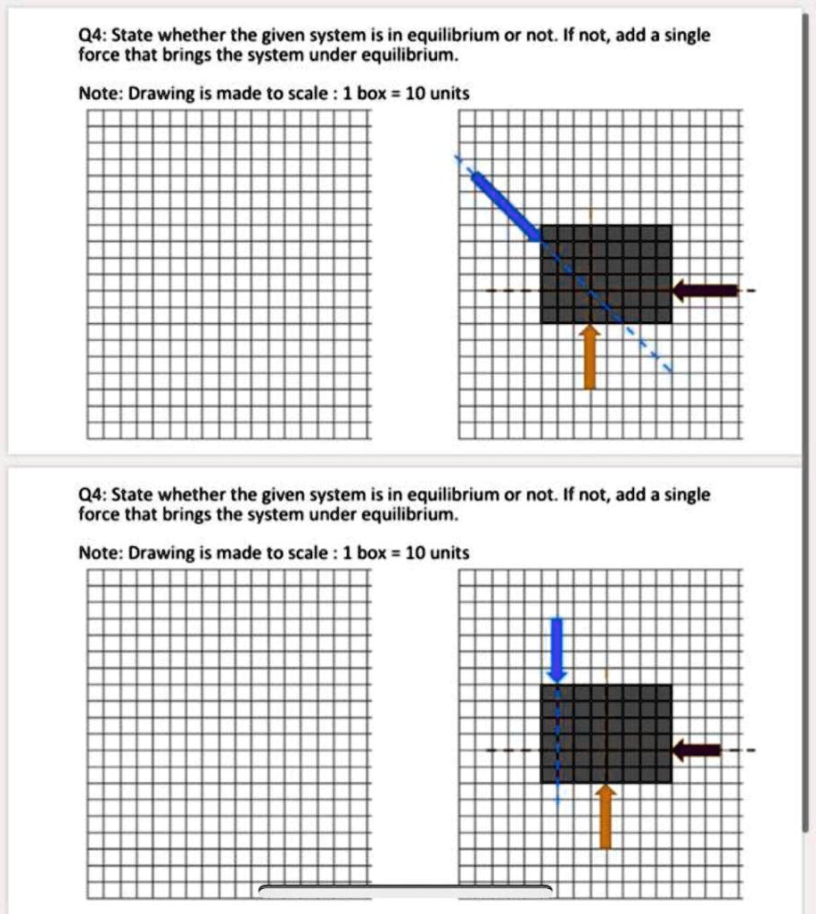 SOLVED: 04: State whether the given system is in equilibrium or not. If ...