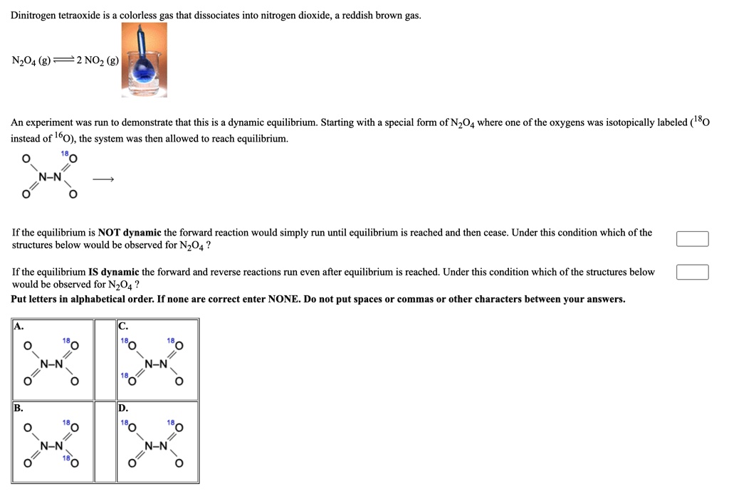SOLVED Dinitrogen tetraoxide is colorless gas that dissociates into