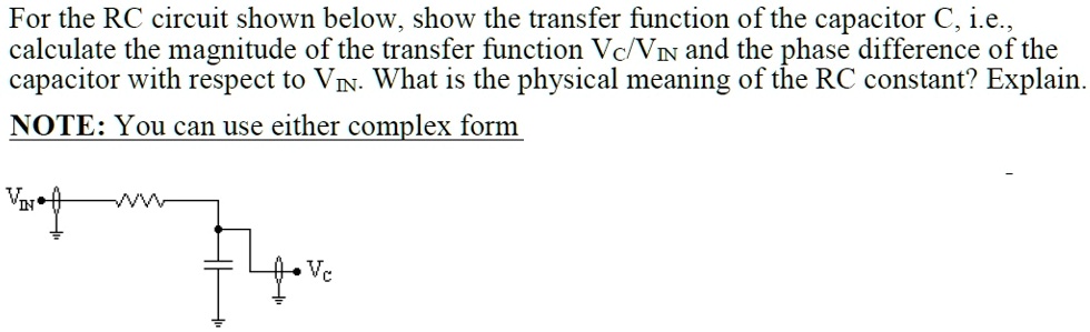 For the RC circuit shown below, show the transfer function of the ...