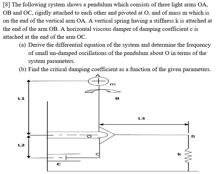 [8] The following system shows a pendulum which consists of three light ...