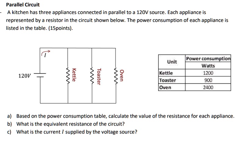 SOLVED Parallel Circuit A kitchen has three appliances connected in