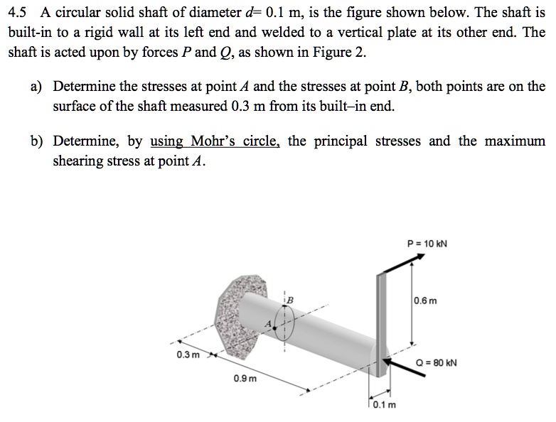 SOLVED: 4.5 A circular solid shaft of diameter d = 0.1 m is shown in ...
