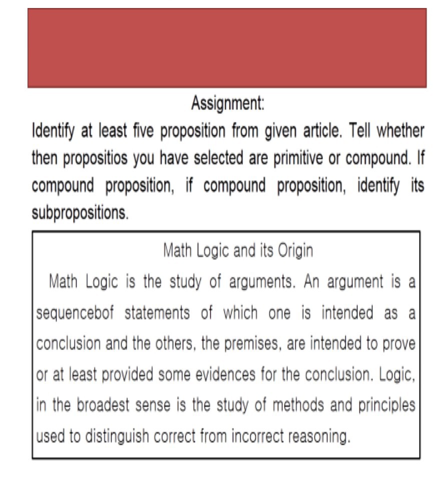 SOLVED Assignment Identify at least five proposition from given article. Tell whether then