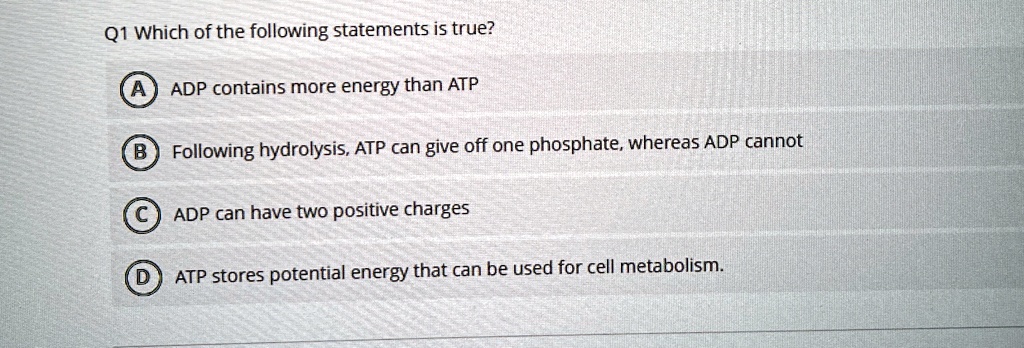 Q1 Which of the following statements is true? A ADP contains more