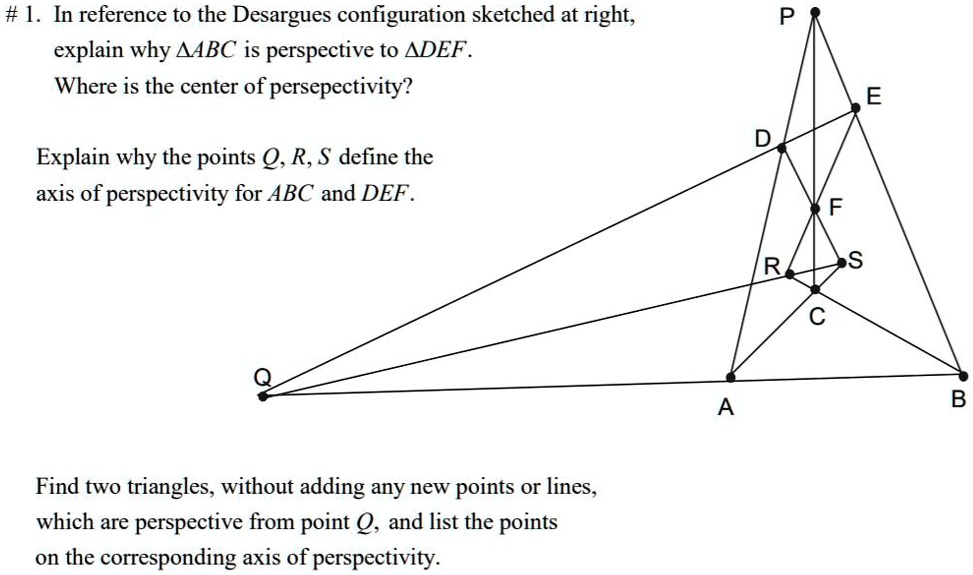 VIDEO solution: In reference to the Desargues configuration sketched at ...