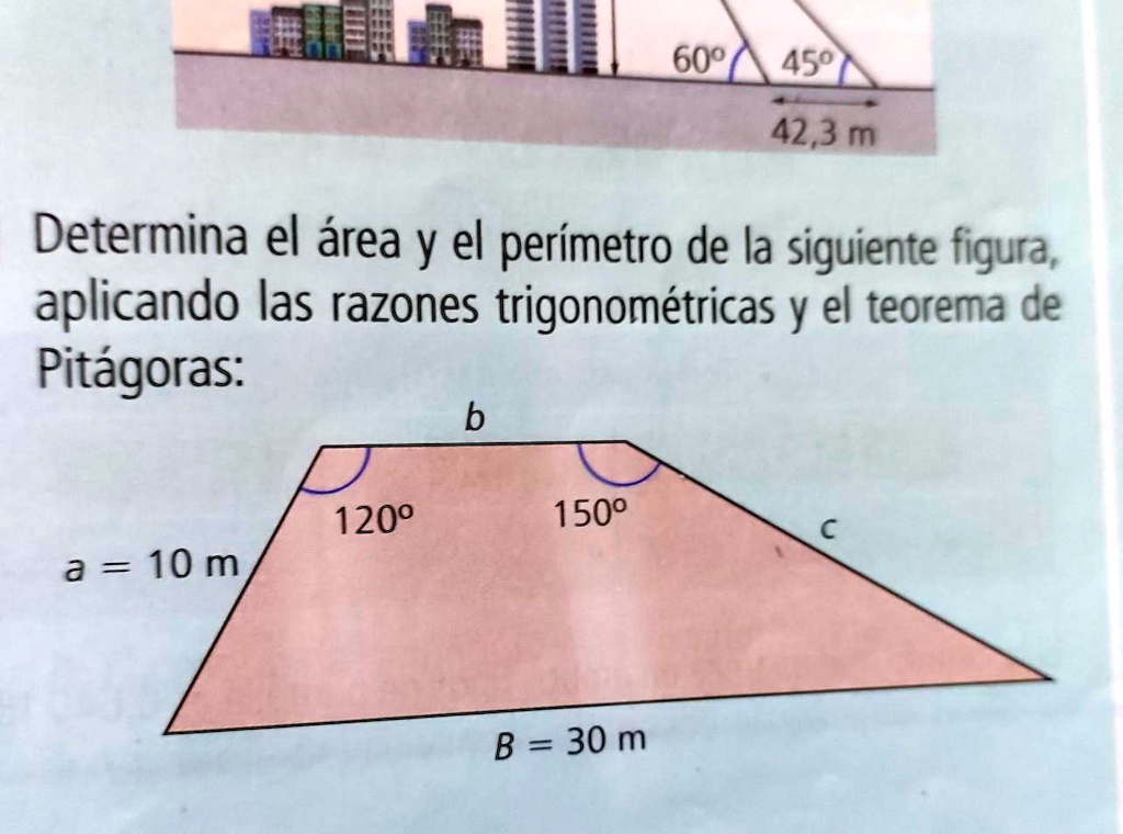 SOLVED: Determina el área y perímetro de esta figura, aplicando las ...