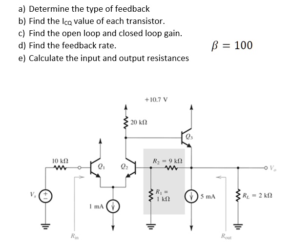 SOLVED a) Determine the type of feedback b) Find the Ico value of each