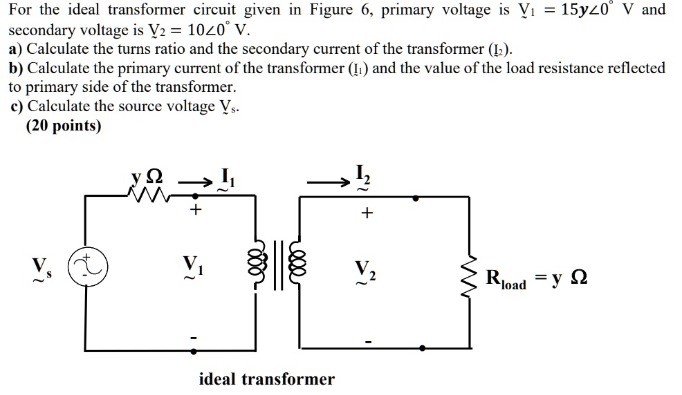 SOLVED: Y = 3 For the ideal transformer circuit given in Figure 6, the ...