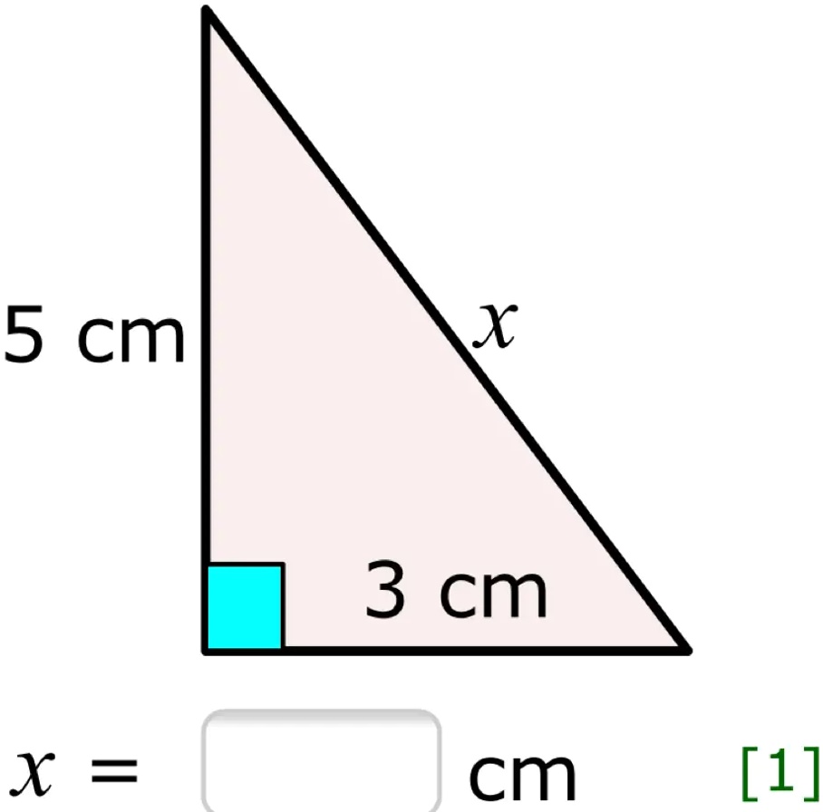 5 cm
3 cm
x
x =  cm
[11]