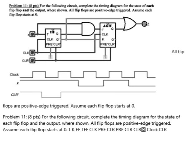 Solved Problem 11 8 Pts For The Following Circuit Complete The Timing Diagram For The State 6716