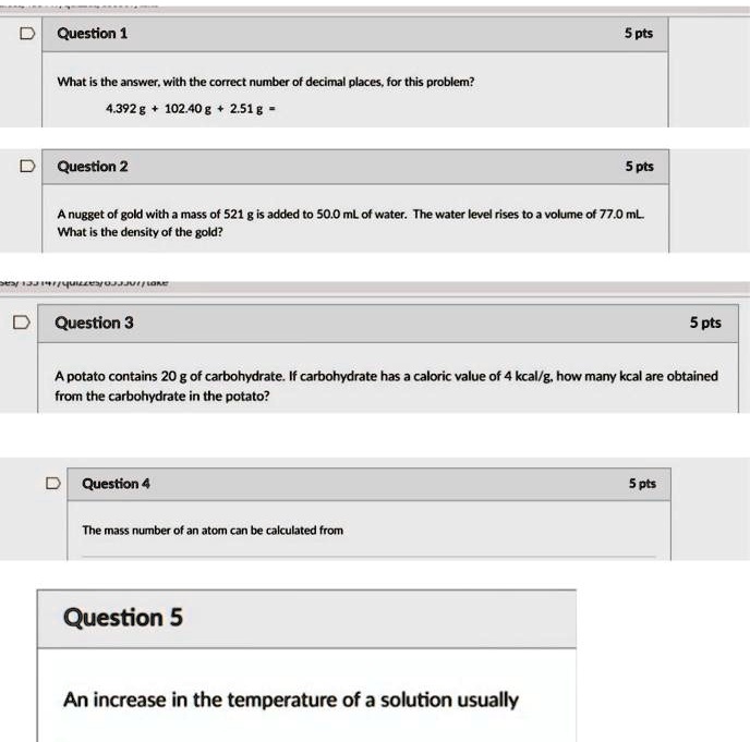 Solved Question 1 5 Pts What Is The Answer With The Correct Numbcr Of