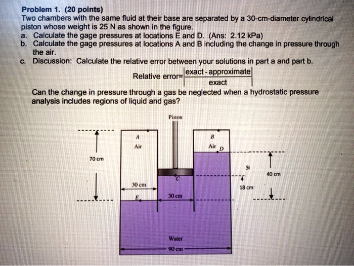 SOLVED Problem 1. (20 points) Two chambers with the same fluid at