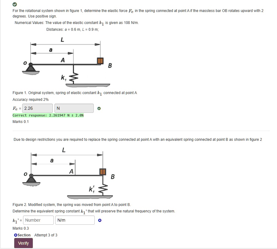 for the rotational system shown figure determine the elastic force fe ...