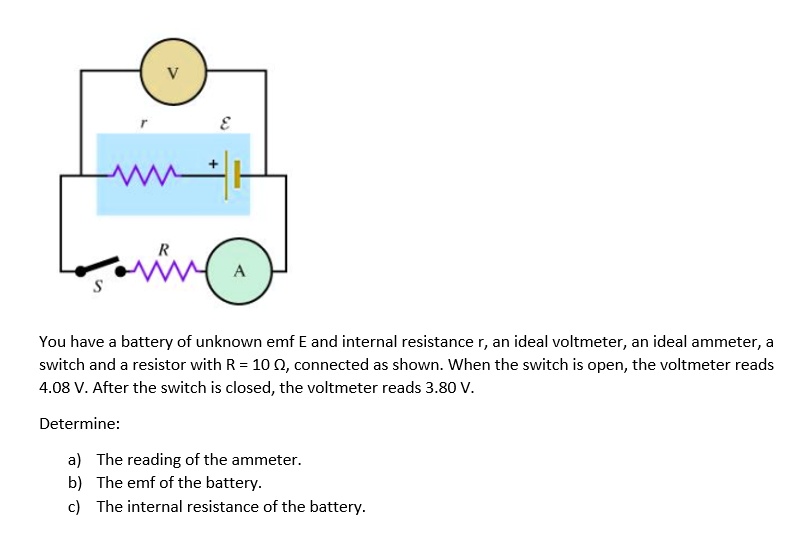 SOLVED You have battery of unknown emf and internal resistance r, an