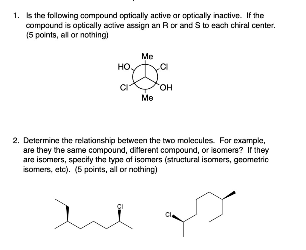 Optically Inactive Chemistry Optically Active Compounds Examples