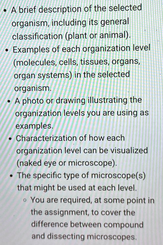 Solved A Brief Description Of The Selected Organism Including Its