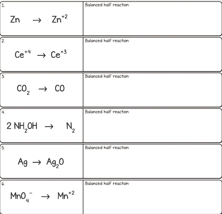 Solved:balancea Half Reachion: Zn Balanced Half Reaction Ce +4 Balanced 