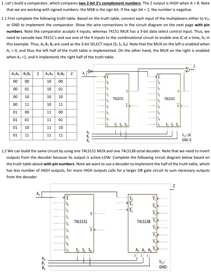 SOLVED: Let's build a comparator, which compares two 2-bit 2's ...