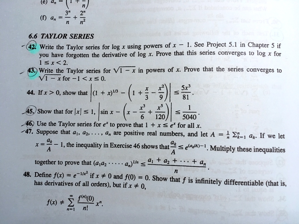 Solved E N N 3 An 3 6 6 Taylor Series Write The Taylor Series For Log X Using Powers Of X 1 See Project 5 1 In Chapter 5 If You Have Forgotten The Solved E N N 3 An 3 6 6 Taylor Series Write The Taylor Series For Log X Using Powers Of X 1 See Project 5 1 In Chapter 5 If You Have Forgotten The