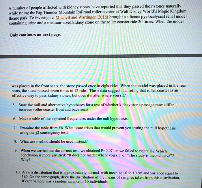 SOLVED A number of people afllicted with kidney slones have reported