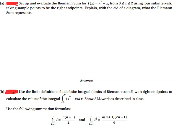 SOLVED:Set up and evaluate the Riemann Sum for f (x) 1 _ X, from 0