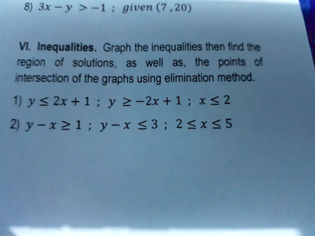 8 3x Y 1given 7 Vi Inequalities Graph The Itprospt