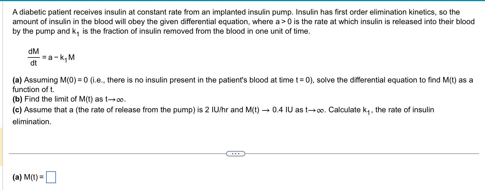 SOLVED: A diabetic patient receives insulin at constant rate from an ...